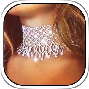 JAKAWIN Rhinestone Choker Necklace Silver Sparklly Diamond Jewelry for Women