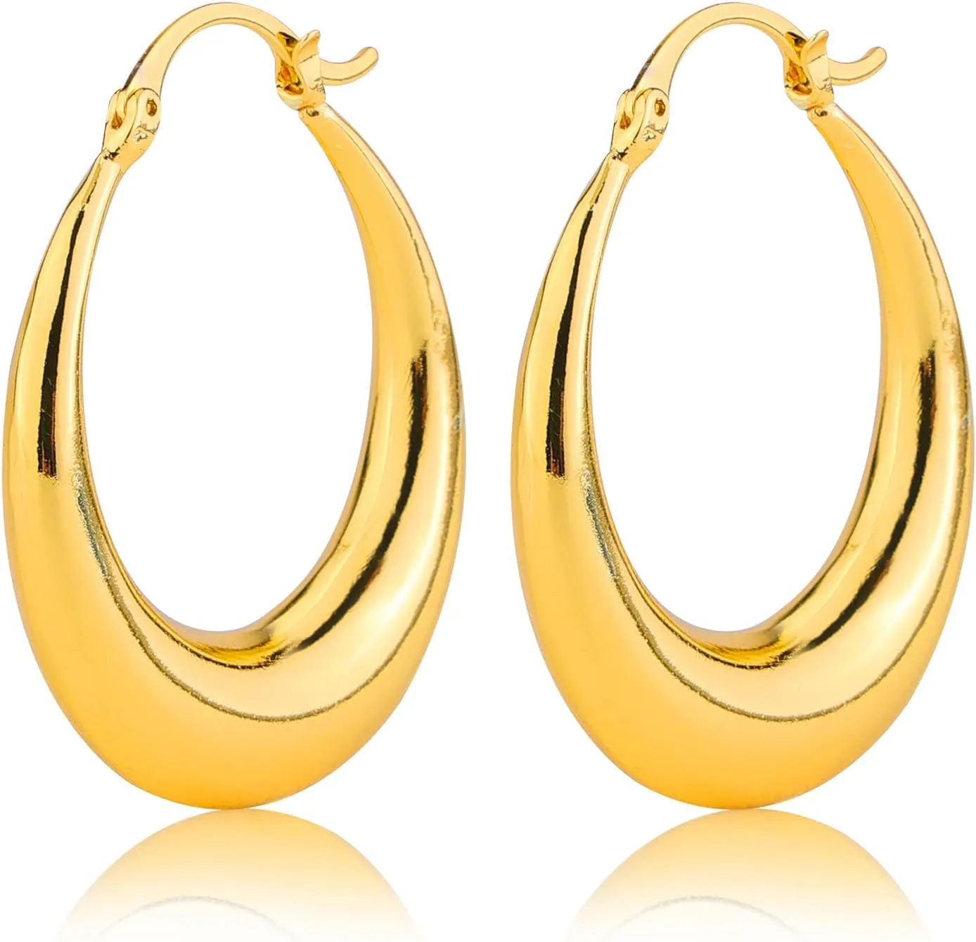 Jewelry, 18K Gold Oval Ring Earrings - women's gold hoop or silver ring earrings, Gold Ring Earrings - hypoallergenic and lightweight
