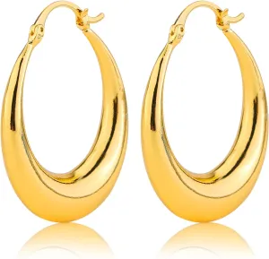 Jewelry, 18K Gold Oval Ring Earrings - women's gold hoop or silver ring earrings, Gold Ring Earrings - hypoallergenic and lightweight