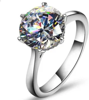 Jewelry Elegant 4ct Round Cushion Cut Solitaire Halo Simulated Diamond Wedding Engagement Ring