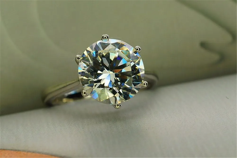 Jewelry Elegant 4ct Round Cushion Cut Solitaire Halo Simulated Diamond Wedding Engagement Ring