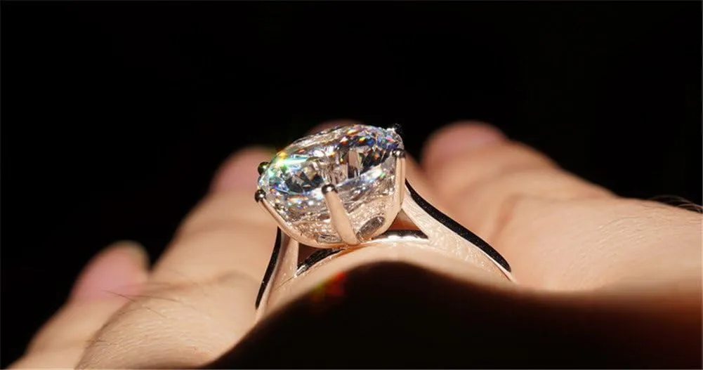 Jewelry Elegant 4ct Round Cushion Cut Solitaire Halo Simulated Diamond Wedding Engagement Ring