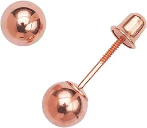 JewelryWeb Real 14k Rose Gold Polished Ball Screw Back Earrings - 3mm 4mm 5mm 6mm 7mm 8mm - Screw Back Earrings for Women cartilage - Rose Gold Ball Stud Earrings