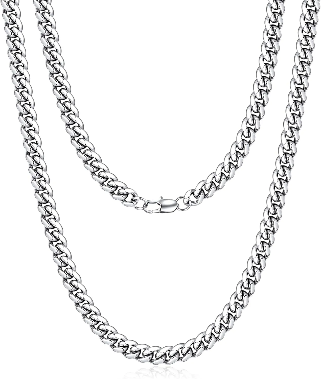 Jewlpire Cuban Link Chain for Men, Silver/Gold Chain for Men Women, 4mm/6mm/10mm Mens Necklace, 18K Gold Plated/316L Stainless Steel Mens Chains Necklaces 18 20 22 24 26 30 Inch