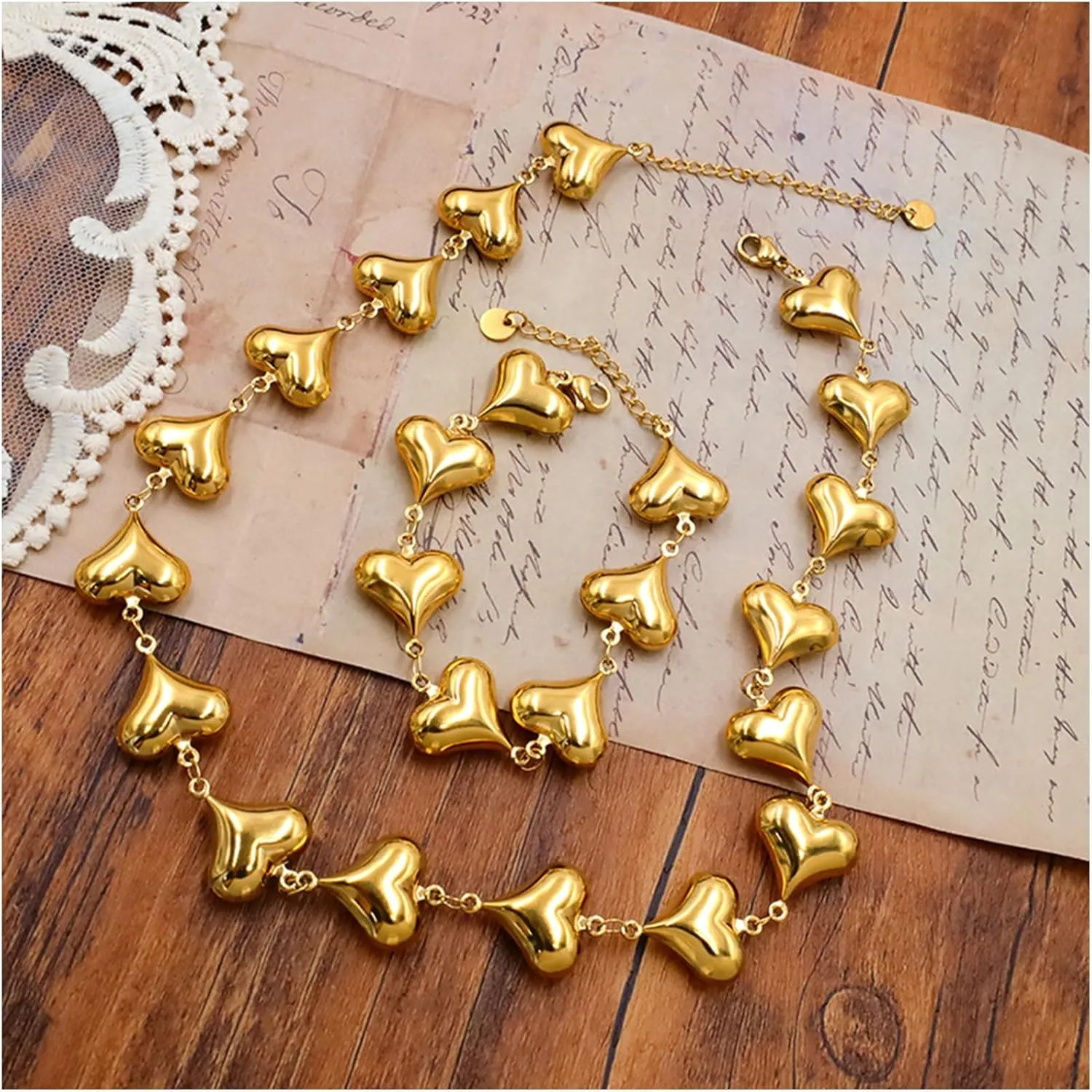 JNF Chunky Heart Chain Necklace Butterfly Cross Clover Boho Statement Charm Necklace Simple Choker Necklaces for Women Jewelry