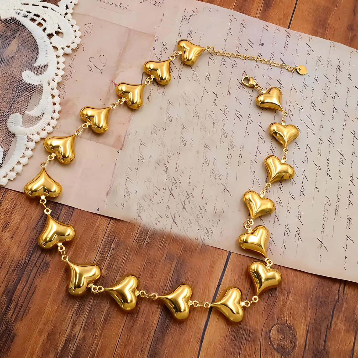 JNF Chunky Heart Chain Necklace Butterfly Cross Clover Boho Statement Charm Necklace Simple Choker Necklaces for Women Jewelry