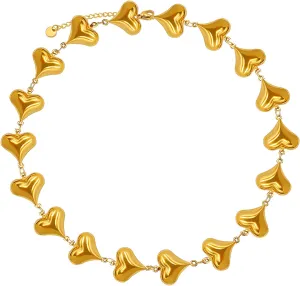 JNF Chunky Heart Chain Necklace Butterfly Cross Clover Boho Statement Charm Necklace Simple Choker Necklaces for Women Jewelry