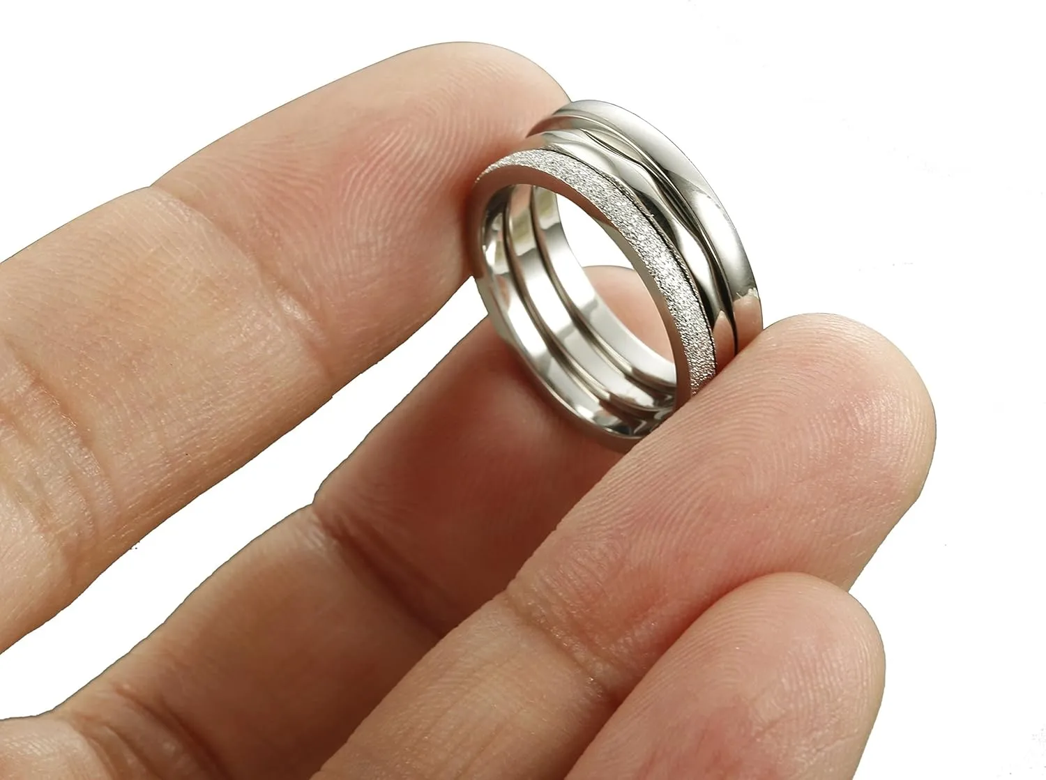 JOERICA 3Pcs 2mm Stainless Steel Women's Stackable Eternity Ring Band Engagement Wedding Ring Set 4-9