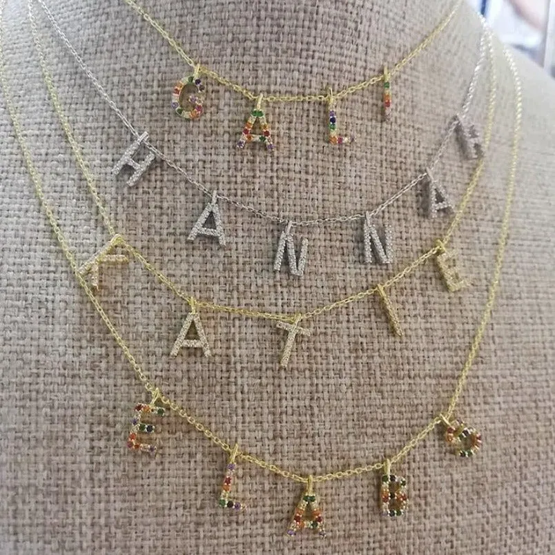 Jordyn Customized Floating CZ Name Necklace