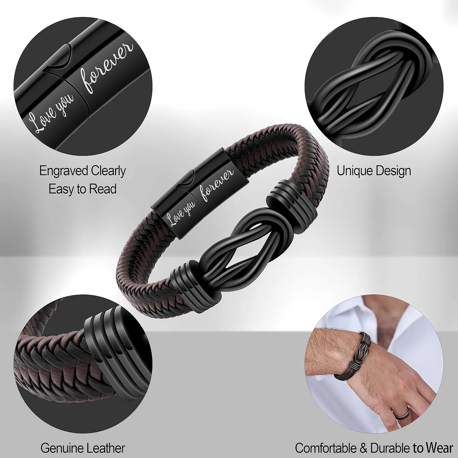 JoycuFF Graduation Gifts for Him Class of 2025 High School College Leather Bracelets Graduation Gifts for Son Boyfriend Classmates