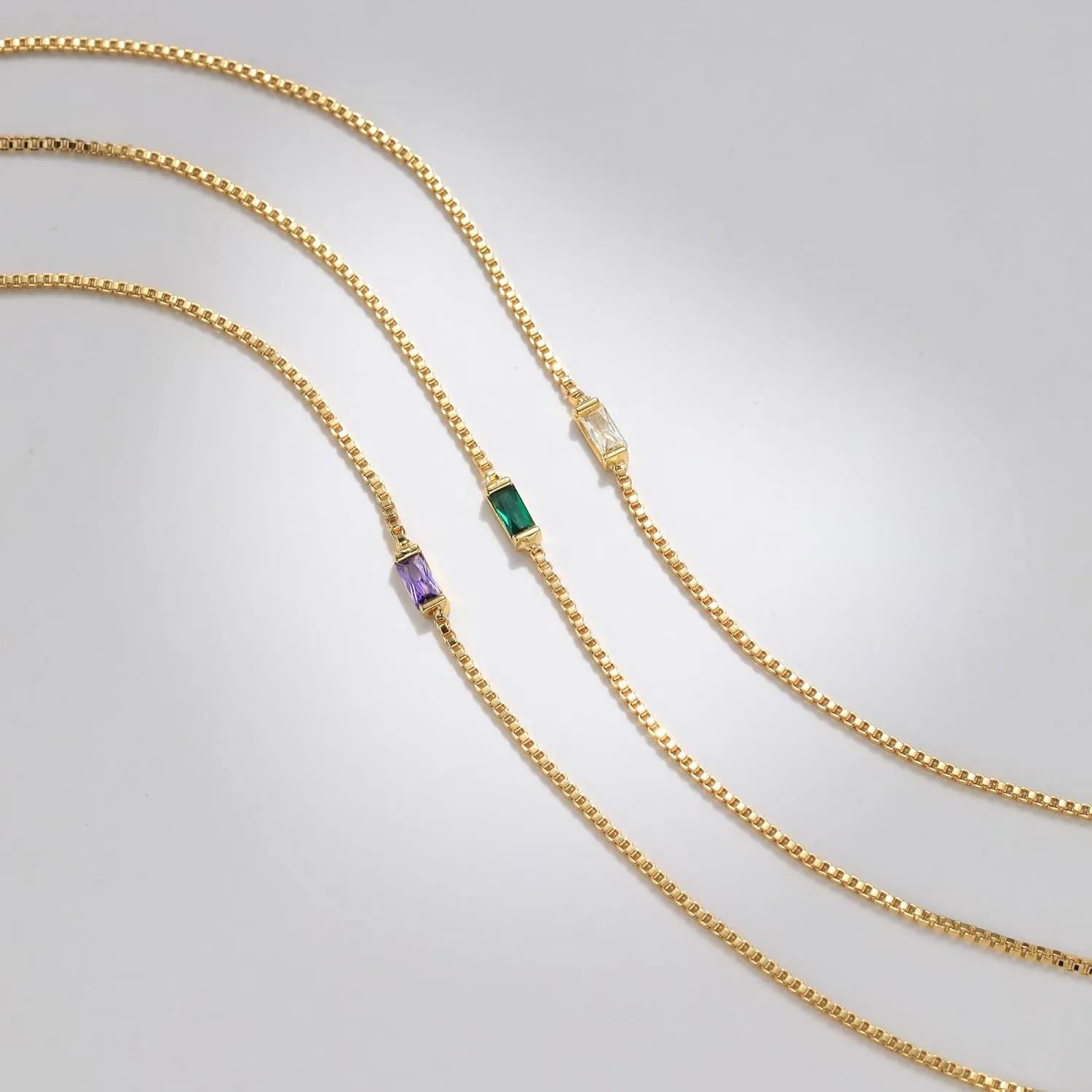 JSJOY Birthstone Bracelets for Women Gold Dainty Link Bracelet Birthstone Jewelry Birthday Gifts for Her Mom Wife Girlfriend Anniversary Jewelry