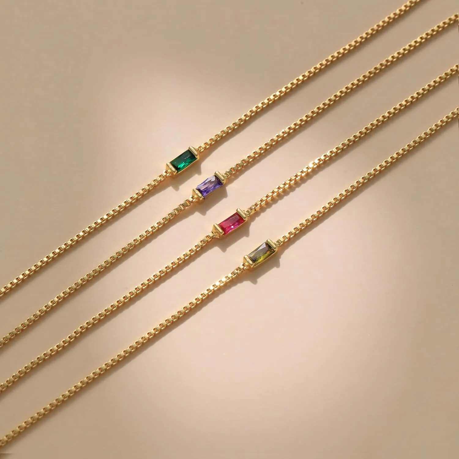 JSJOY Birthstone Bracelets for Women Gold Dainty Link Bracelet Birthstone Jewelry Birthday Gifts for Her Mom Wife Girlfriend Anniversary Jewelry
