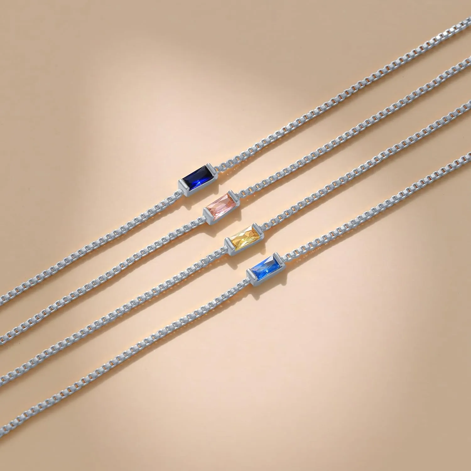 JSJOY Birthstone Bracelets for Women Gold Dainty Link Bracelet Birthstone Jewelry Birthday Gifts for Her Mom Wife Girlfriend Anniversary Jewelry