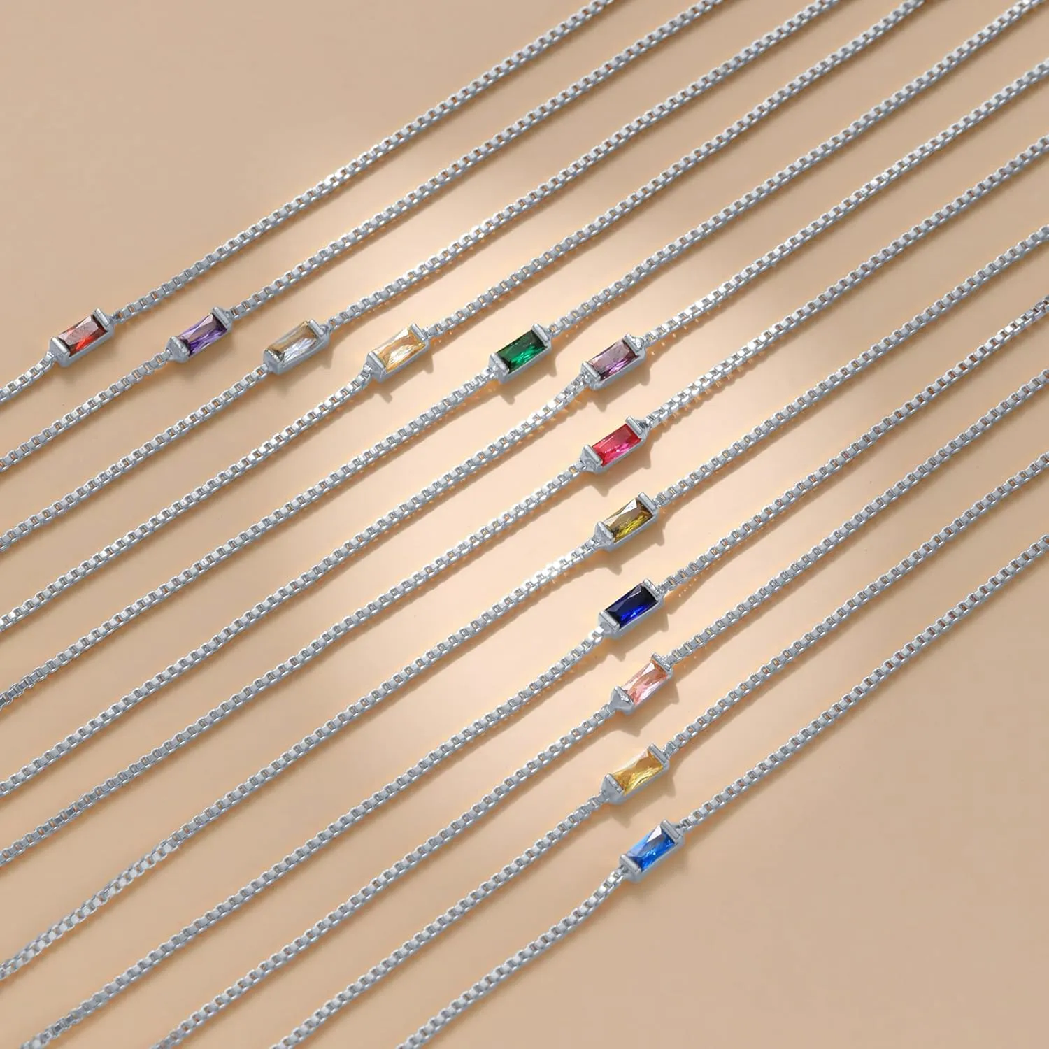 JSJOY Birthstone Bracelets for Women Gold Dainty Link Bracelet Birthstone Jewelry Birthday Gifts for Her Mom Wife Girlfriend Anniversary Jewelry