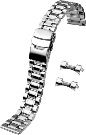 Juntan 20mm 22mm Stainless Steel Watch Band Curved End Straight End for Men Women Metal Watch Bands Strap Quick Release Replacement Bracelet with Double Folding Buckle Silver