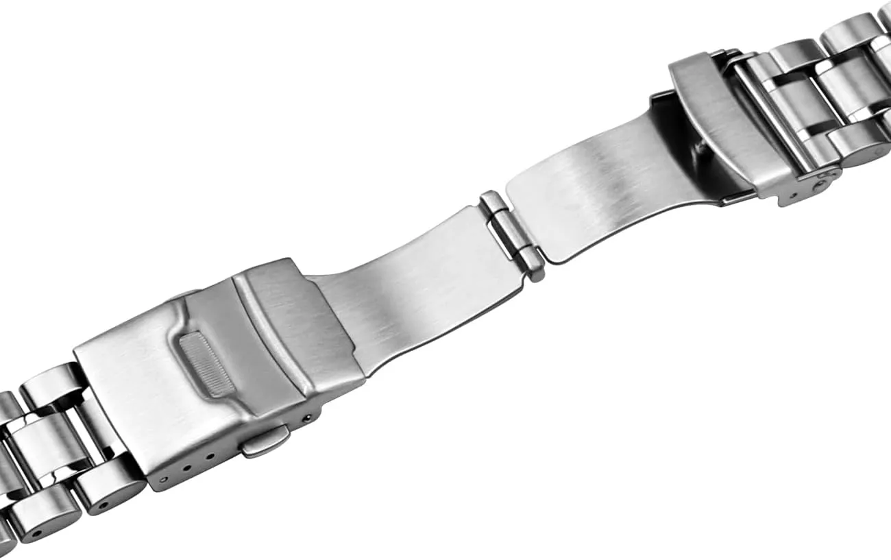 Juntan 20mm 22mm Stainless Steel Watch Band Curved End Straight End for Men Women Metal Watch Bands Strap Quick Release Replacement Bracelet with Double Folding Buckle Silver
