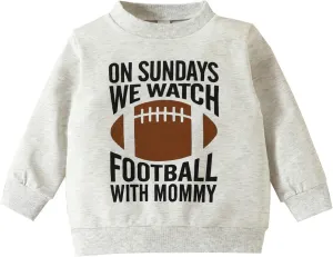 KAGAYD Kids Boy Girl On Sundays We Watch Football With Daddy Mommy Funny Sweatshirt Pullover Tops Casual Wear Outwear