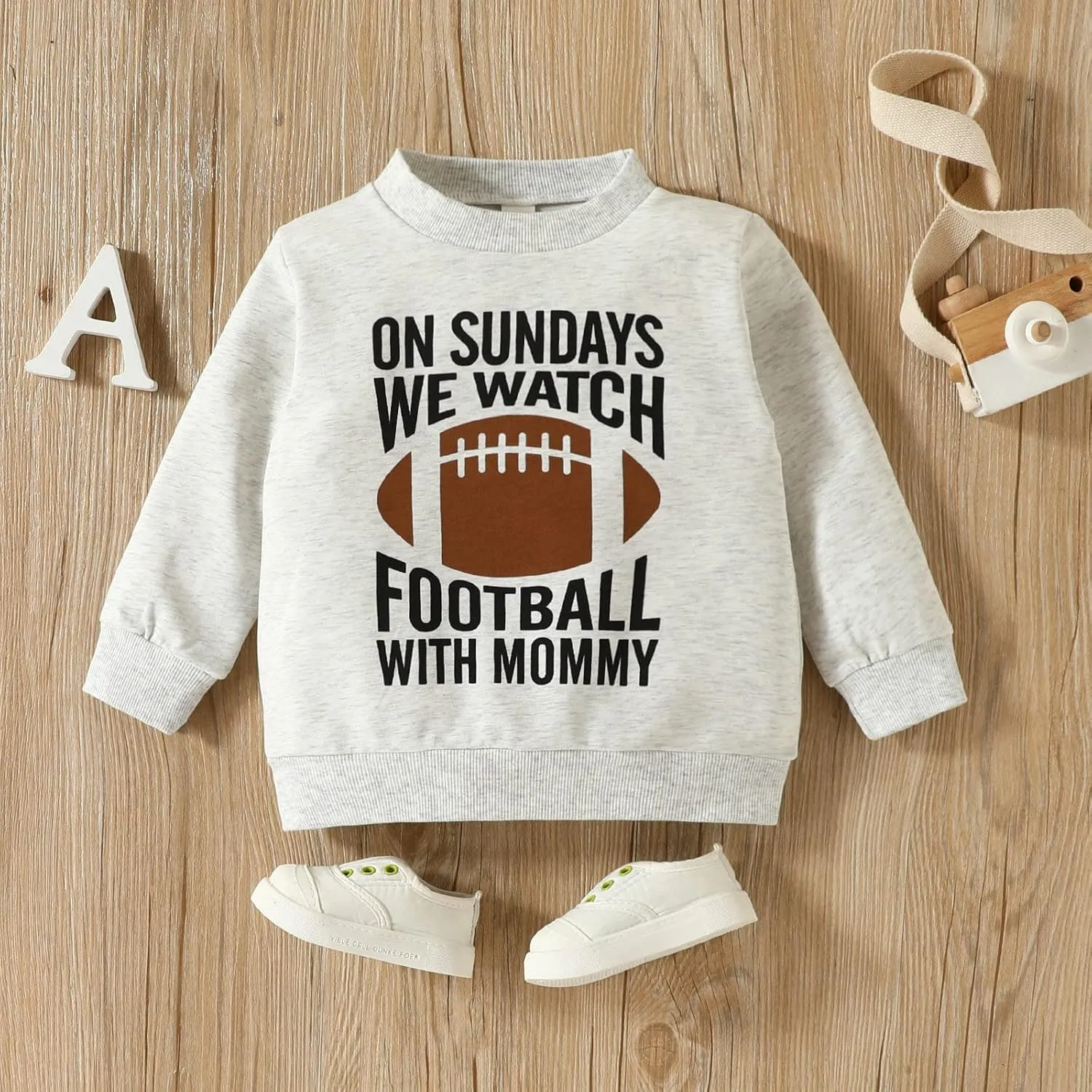 KAGAYD Kids Boy Girl On Sundays We Watch Football With Daddy Mommy Funny Sweatshirt Pullover Tops Casual Wear Outwear