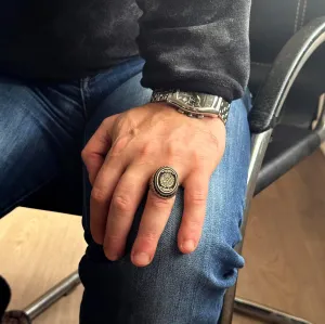 KAMBO Islamic Arabic Sterling Silver Men's Ring - Elegant Muslim Symbol Ring - Traditional Craftsmanship