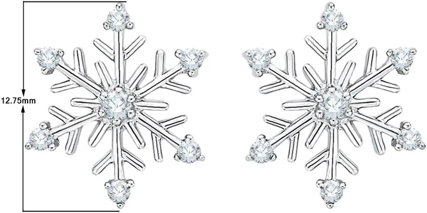 KATARINA Diamond Snowflake Earrings in Gold or Sterling Silver (1/8 cttw, G-H, I2-I3)