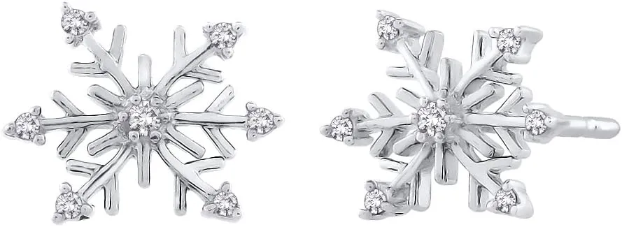 KATARINA Diamond Snowflake Earrings in Gold or Sterling Silver (1/8 cttw, G-H, I2-I3)