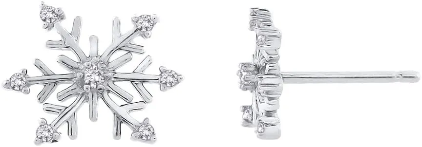 KATARINA Diamond Snowflake Earrings in Gold or Sterling Silver (1/8 cttw, G-H, I2-I3)