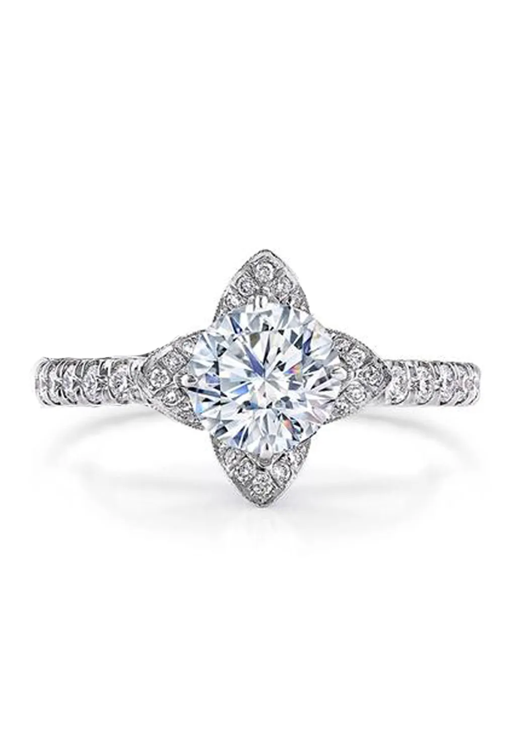 Katharine James Juliet's Love Platinum Pavé Semi-Mount Diamond Ring