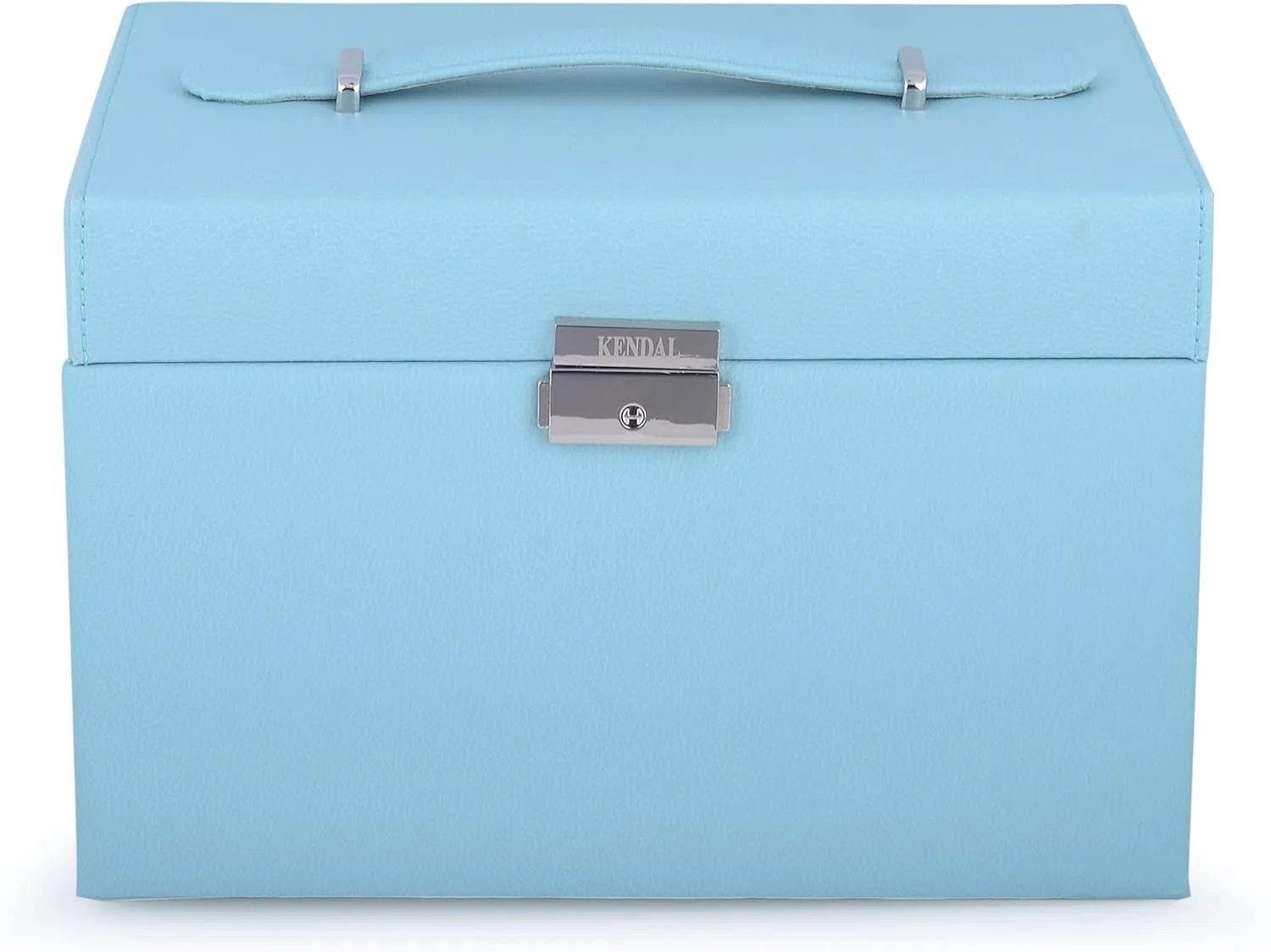 Kendal Large Leather Jewelry Box/Case/Storage/Organizer With Travel Case and Lock, Mothers Day Gifts for Mom(Blue)