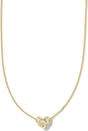 Kendra Scott Womens Holland Heart Short Pendant Necklace Gold White Crystal One-Size
