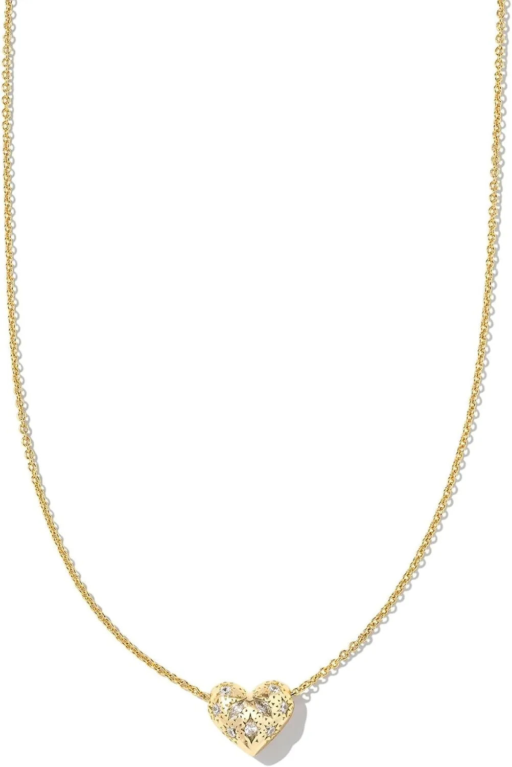 Kendra Scott Womens Holland Heart Short Pendant Necklace Gold White Crystal One-Size