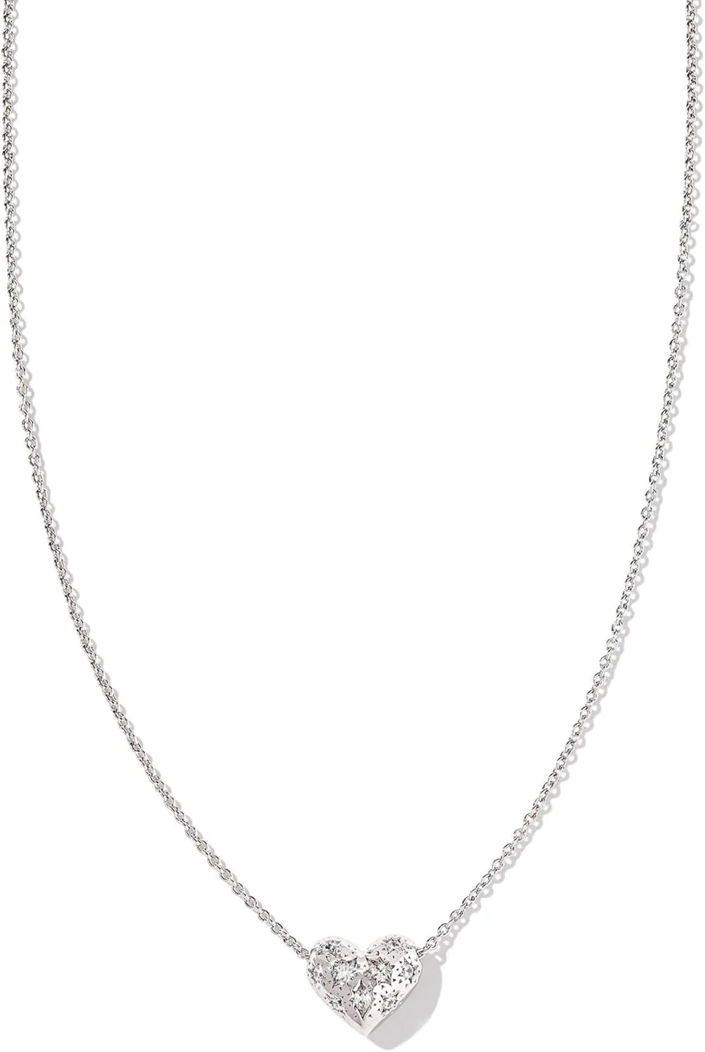 Kendra Scott Womens Holland Heart Short Pendant Necklace Silver White Crystal One-Size