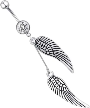 KESYOO Unique Navel Ring Belly Piercing Jewelry Belly Jewelry Decoration Stylish Wing Shaped Belly Ring
