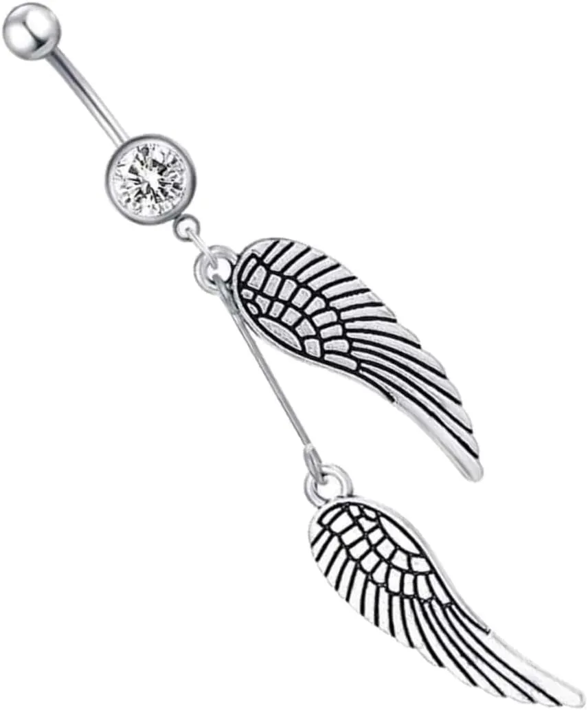 KESYOO Unique Navel Ring Belly Piercing Jewelry Belly Jewelry Decoration Stylish Wing Shaped Belly Ring