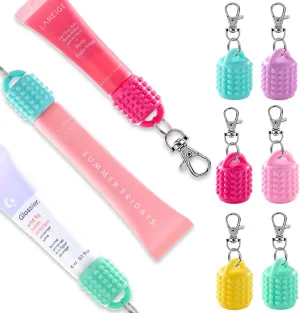 Keychain Cap Holder for Laneige, Summer Friday, Glossier, Lip Balm Keychain for Women,Replacement Cap with Stopper prevent Loss&Spills