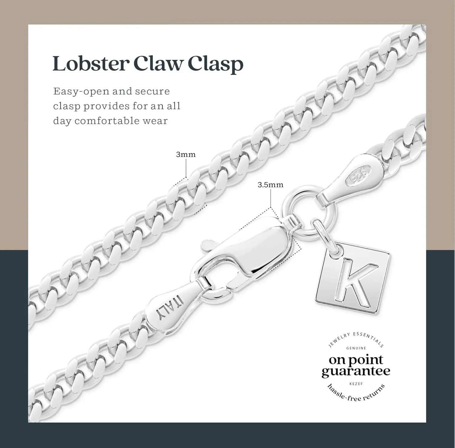 KEZEF 925 Sterling Silver Cuban Link Bracelet for men and women - Made In Italy - Mens Bracelet Curb Chain in 7-9 inch - Hypoallergenic Men's Real Wrist Jewelry pulseras para hombres de plata esclavas