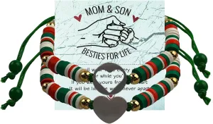 KIDZVEFUN Mother Daughter Bracelets, Matching Bracelets for Mommy Daughter Son Friend Ship Christmas Day Presents Touch Permanent Gift Mother's Day