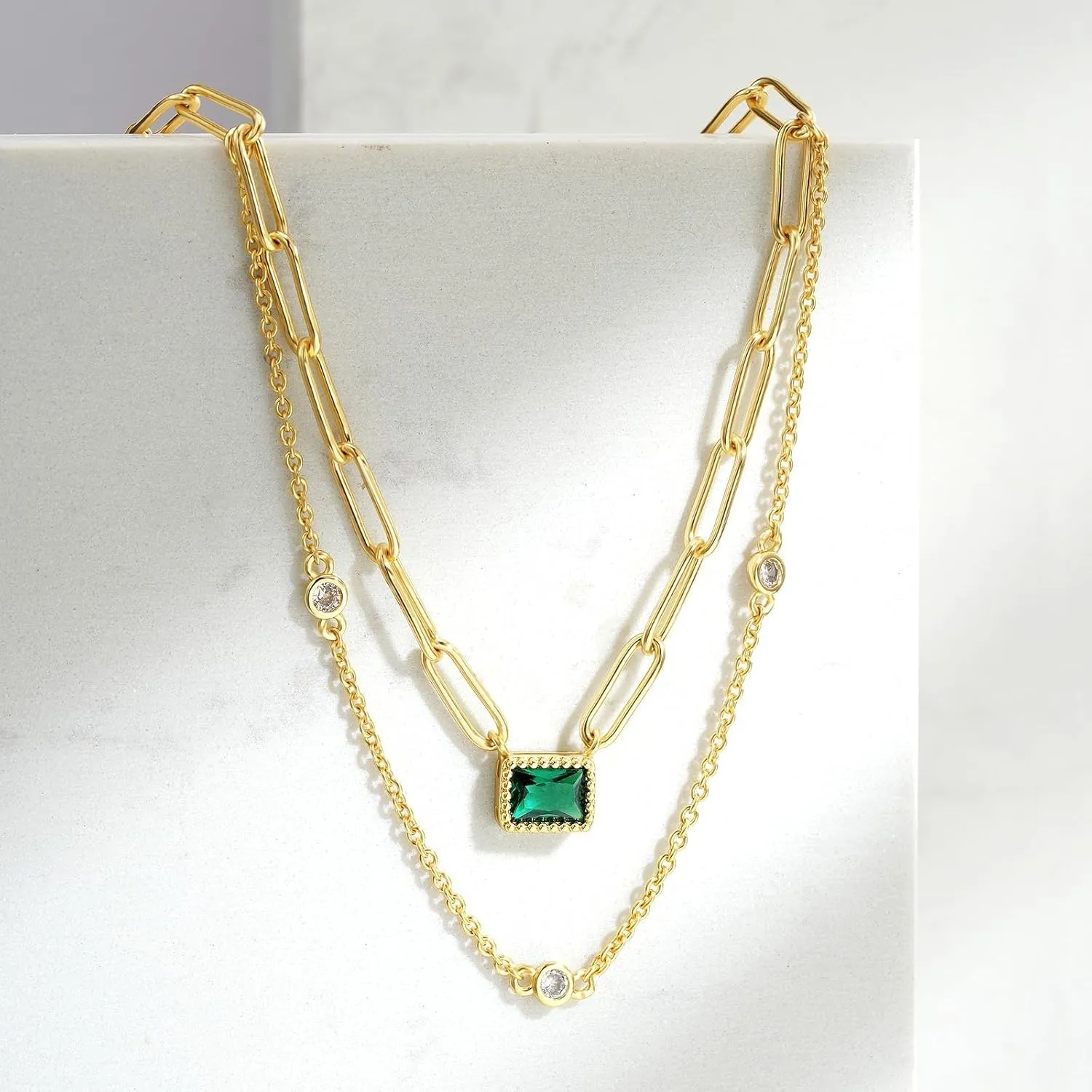 KissYan Diamond Necklace for Women, 14K Gold Plated Cubic Zirconia Solitaire Pendant Necklaces Dainty Rhinestone Jewelry Gifts