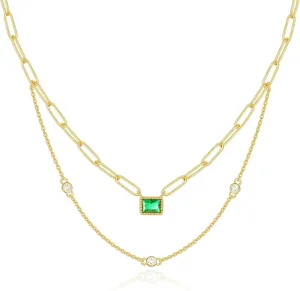 KissYan Diamond Necklace for Women, 14K Gold Plated Cubic Zirconia Solitaire Pendant Necklaces Dainty Rhinestone Jewelry Gifts