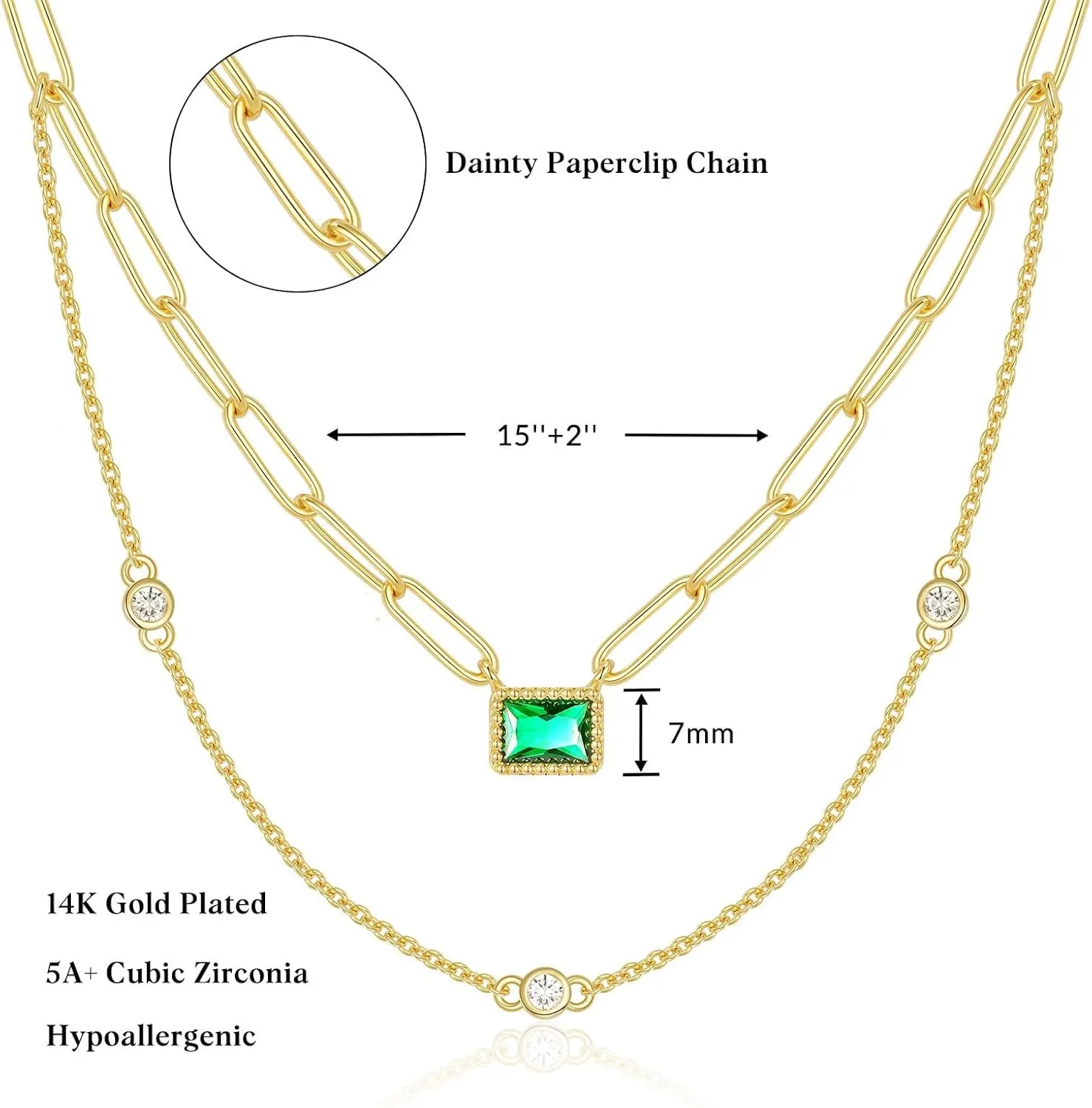 KissYan Diamond Necklace for Women, 14K Gold Plated Cubic Zirconia Solitaire Pendant Necklaces Dainty Rhinestone Jewelry Gifts