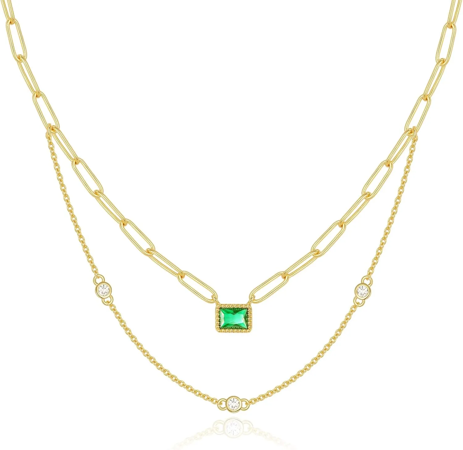 KissYan Diamond Necklace for Women, 14K Gold Plated Cubic Zirconia Solitaire Pendant Necklaces Dainty Rhinestone Jewelry Gifts