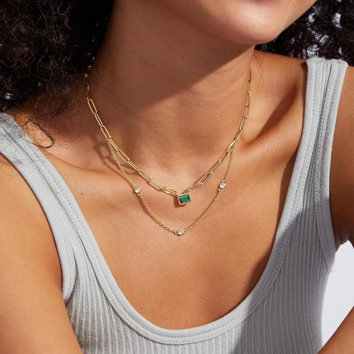 KissYan Diamond Necklace for Women, 14K Gold Plated Cubic Zirconia Solitaire Pendant Necklaces Dainty Rhinestone Jewelry Gifts