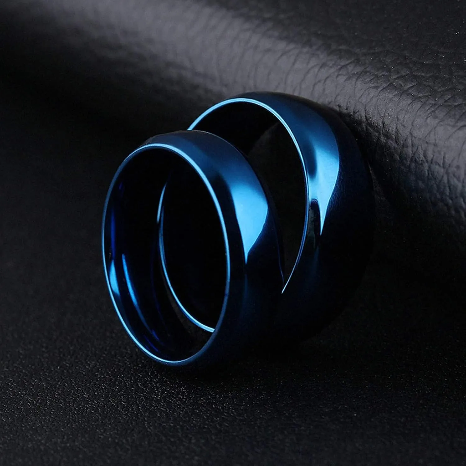 KnSam Couple Rings Stainless Steel High Polished Blue Ring for Wedding