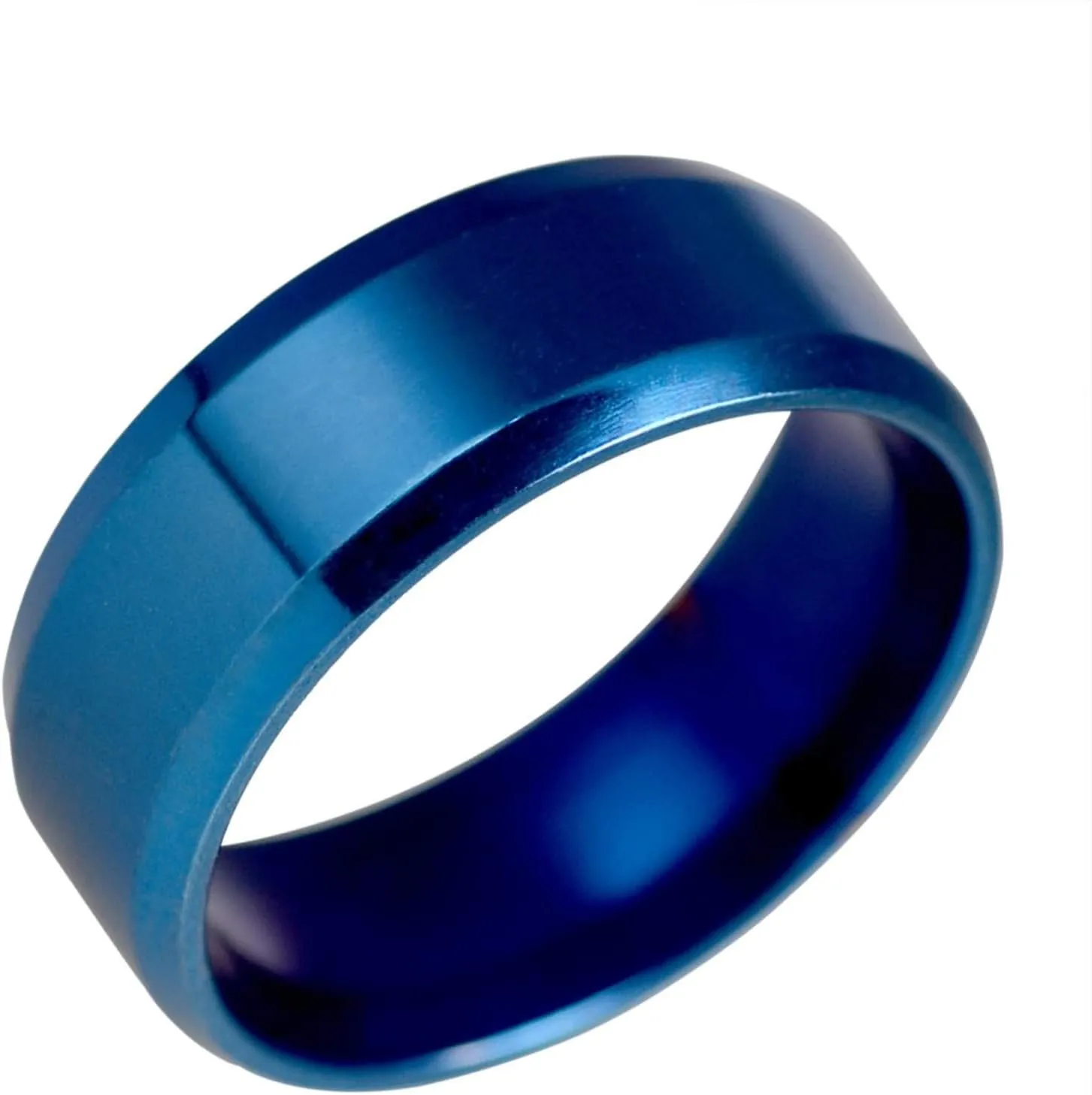 KnSam Couple Rings Stainless Steel High Polished Blue Ring for Wedding