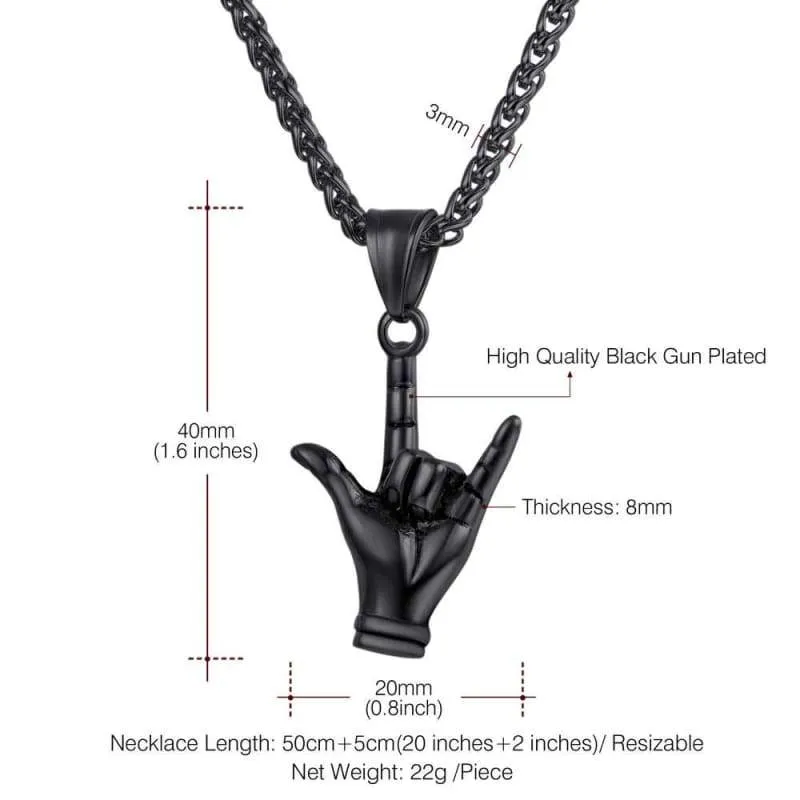 Kpop Hand Love Gesture Necklace Unisex Jewelry Stainless Steel Gold Color Love Sign Pendant Rock Punk Necklace Men P3236