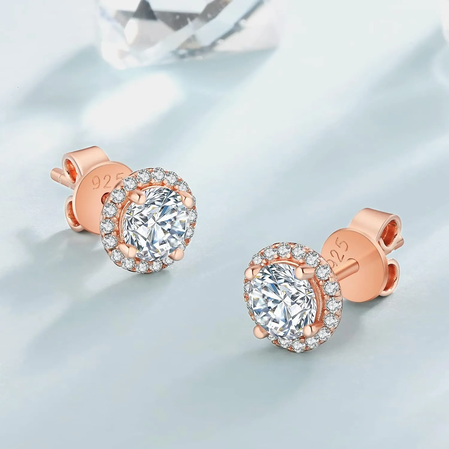 KRKC Moissanite Stud Earrings for Women, 0.5ct-2ct Lab Created Diamond Earring with 14K White Gold Plated S925 Sterling Silver Gift for Girlfriend, Wife