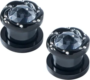 KUNIU 2pcs 5A CZ Gems Ear Tunnels ear Plugs ear Gauges Seashell Floral Screws Stretcher ear Expander Set Piercing Jewelry2g-00g