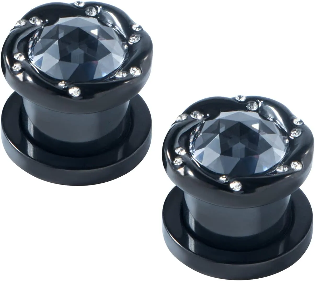 KUNIU 2pcs 5A CZ Gems Ear Tunnels ear Plugs ear Gauges Seashell Floral Screws Stretcher ear Expander Set Piercing Jewelry2g-00g