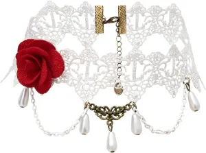 Lace Choker Necklace Gothic Jewelry Accessories, Elegant Goth Collar Necklace for Women Halloween Cosplay