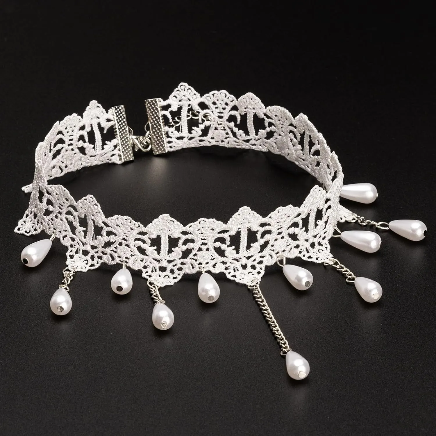Lace Choker Necklace Gothic Jewelry Accessories, Elegant Goth Collar Necklace for Women Halloween Cosplay