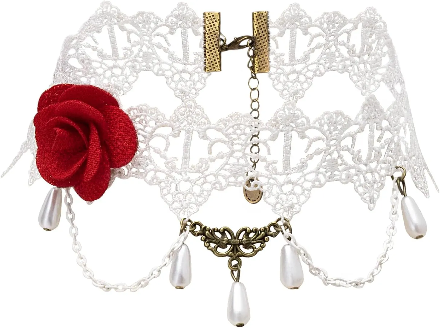 Lace Choker Necklace Gothic Jewelry Accessories, Elegant Goth Collar Necklace for Women Halloween Cosplay